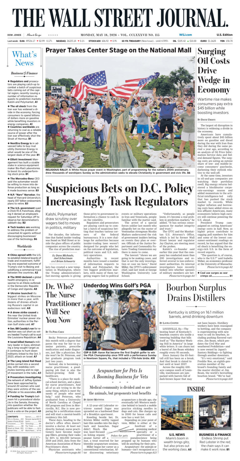 The Wall Street Journal May 18 2026 The Wall Street Journal Kitap Kapağı
