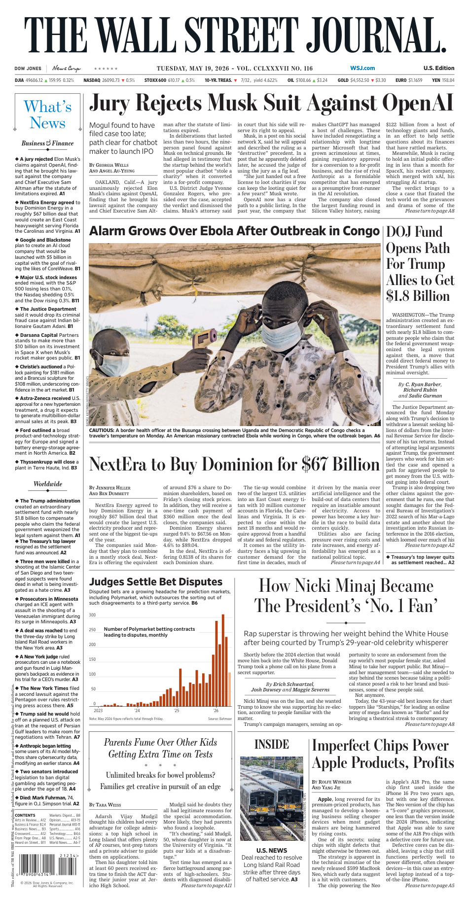 The Wall Street Journal May 19 2026 The Wall Street Journal Kitap Kapağı