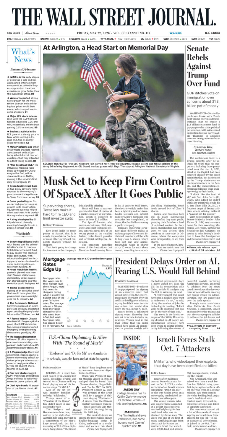The Wall Street Journal May 22 2026 The Wall Street Journal Kitap Kapağı