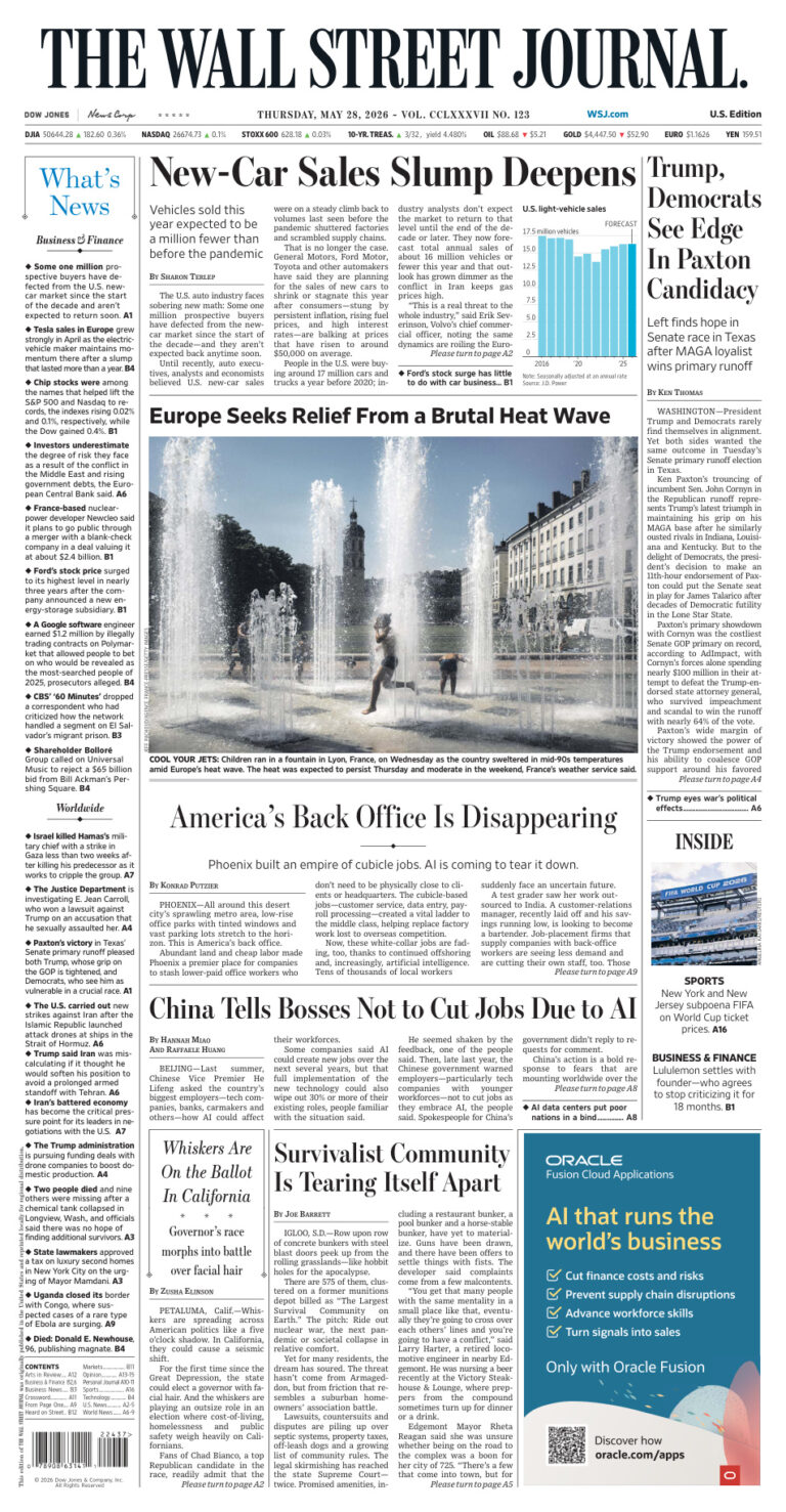 The Wall Street Journal May 28 2026 The Wall Street Journal Kitap Kapağı