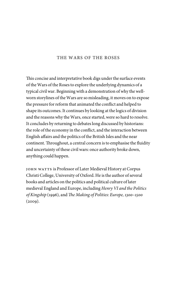 The Wars of the Roses John Watts Kitap Kapağı