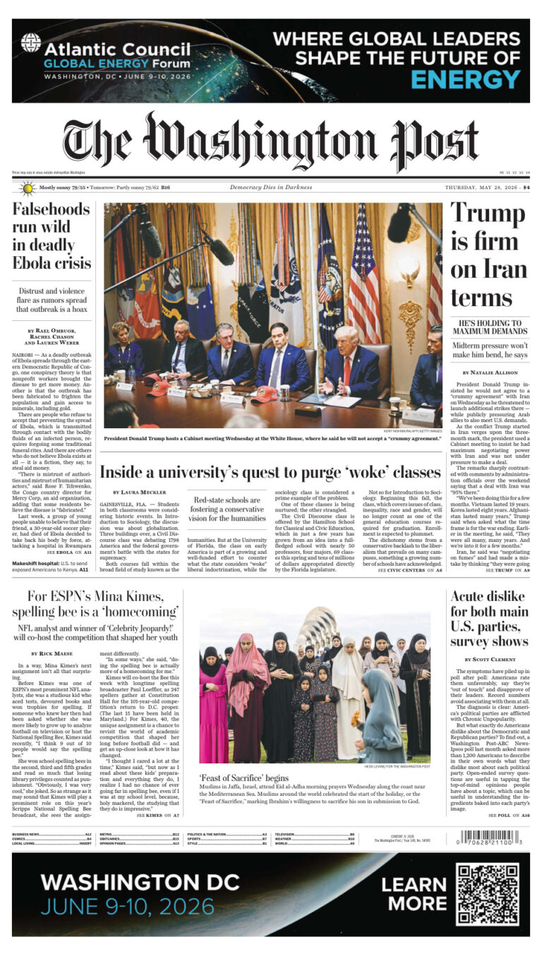 The Washington Post May 28 2026 The Washington Post Kitap Kapağı