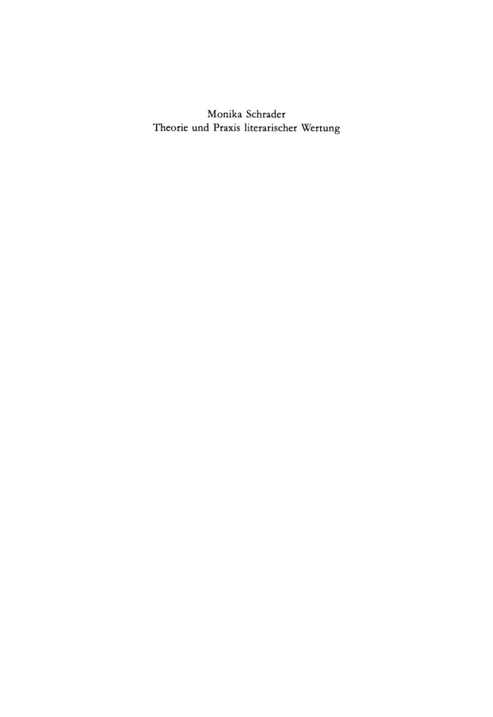 Theorie und Praxis literarischer Wertung German Edition Monika Schrader Kitap Kapağı
