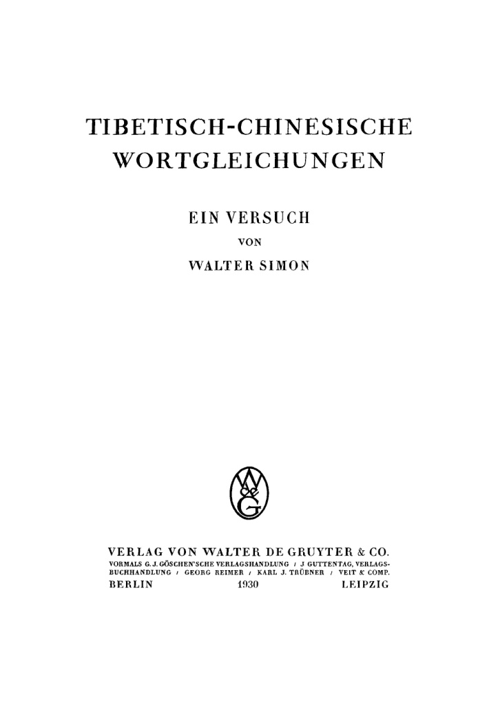 Tibetisch chinesische Wortgleichungen German Edition Walter Simon Kitap Kapağı