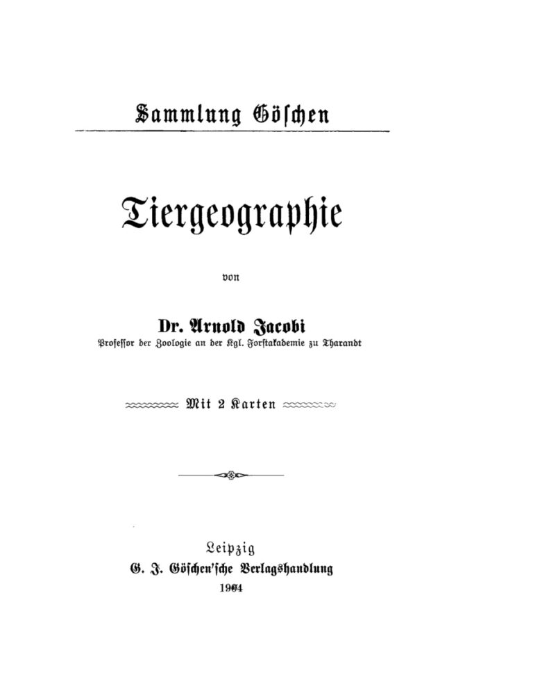 Tiergeographie German Edition Arnold Jacobi Kitap Kapağı