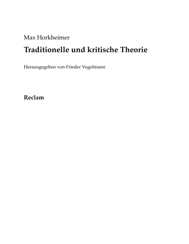 Traditionelle und kritische Theorie German Edition Max Horkheimer Kitap Kapağı