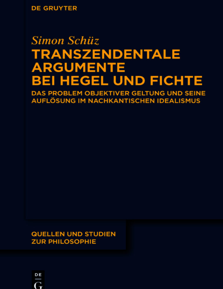 Transzendentale Argumente bei Hegel und Fichte German Edition Simon Schuz Kitap Kapağı