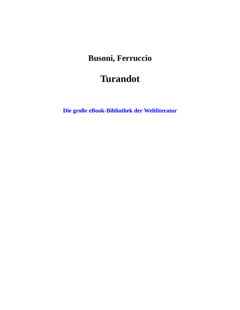 Turandot German Edition Busoni Ferruccio Kitap Kapağı