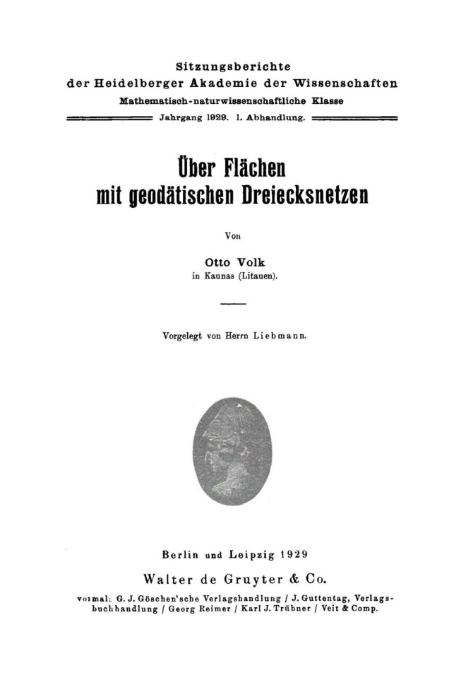 Uber Flachen mit geodatischen Dreiecksnetzen German Edition Otto Volk Kitap Kapağı