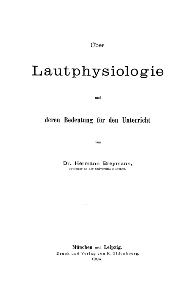 Uber Lautphysiologie und deren Bedeutung fur den Unterricht German Edition Hermann Breymann Kitap Kapağı