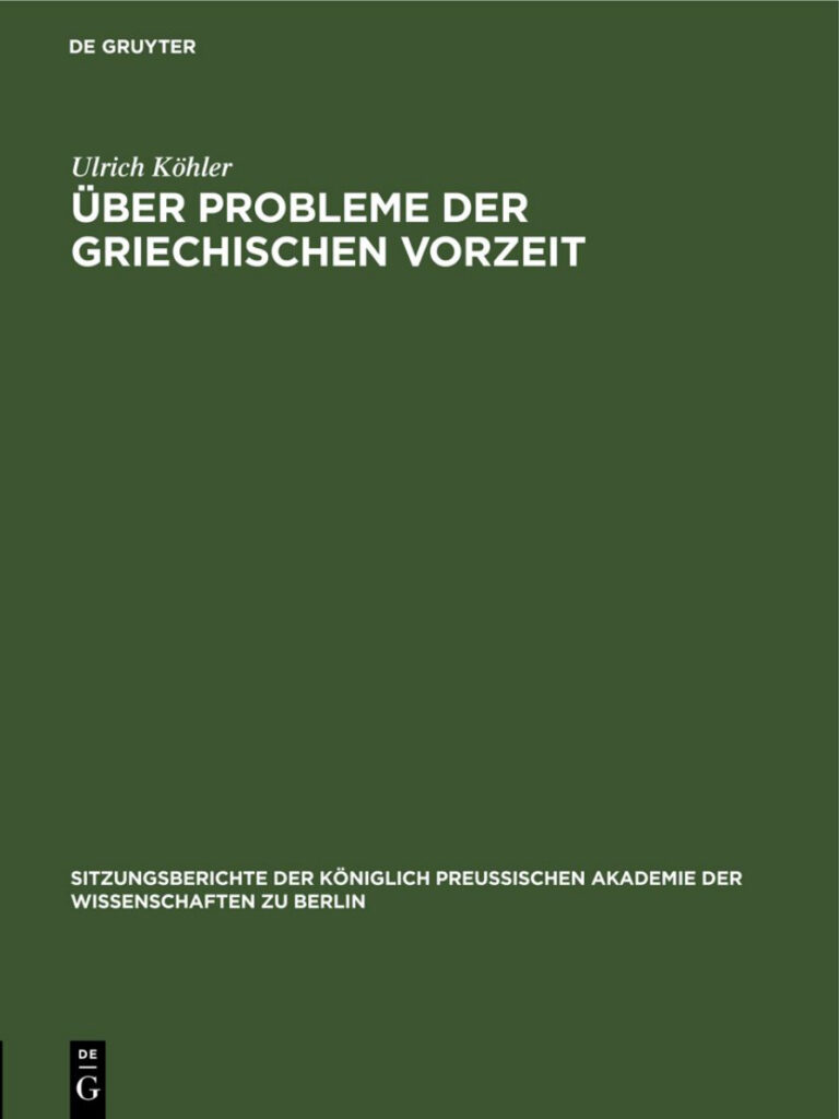 Uber Probleme der griechischen Vorzeit German Edition Ulrich Kohler Kitap Kapağı