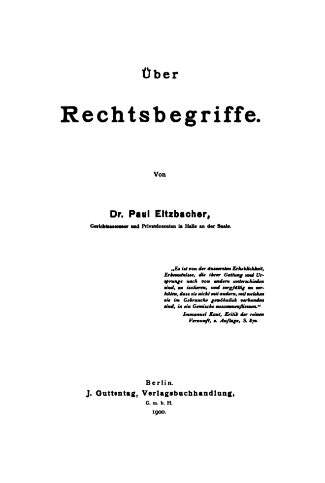 Uber Rechtsbegriffe German Edition Paul Eltzbacher Kitap Kapağı
