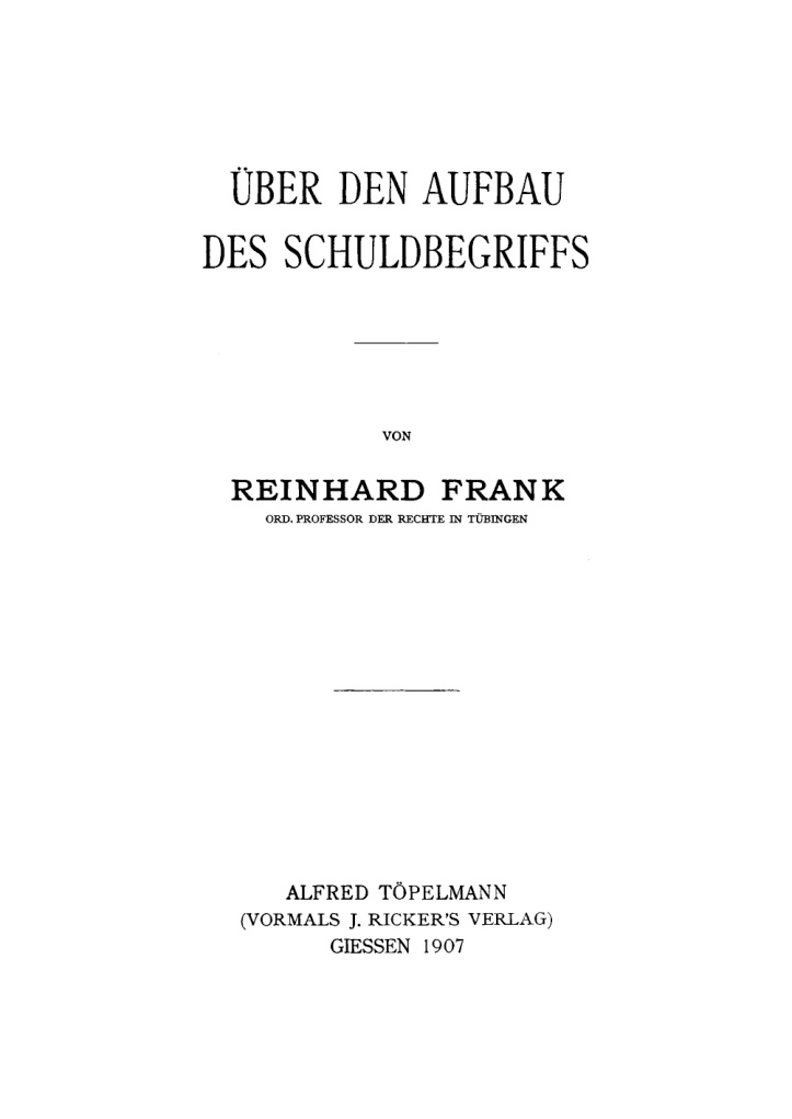 Uber den Aufbau des Schuldbegriffs German Edition Reinhard Frank Kitap Kapağı