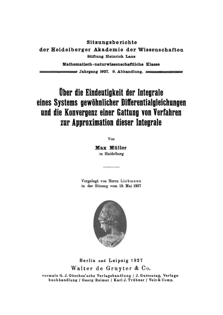 Uber die Eindeutigkeit der Integrale eines Systems gewohnlicher Differentialgleichungen German Edition Max Muller Kitap Kapağı