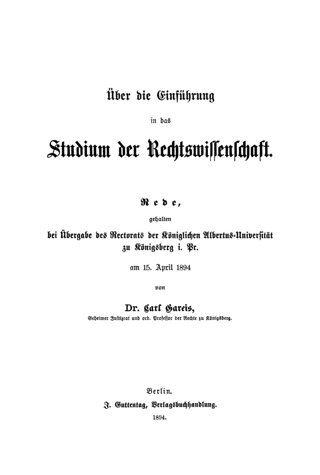 Uber die Einfuhrung in das Studium der Rechtswissenschaft German Edition Carl Gareis Kitap Kapağı