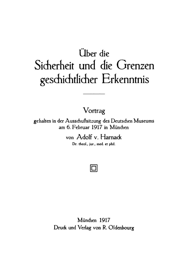 Uber die Sicherheit und die Grenzen geschichtlicher Erkenntnis German Edition Adolf v Harnack Kitap Kapağı