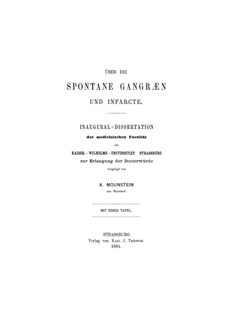 Uber die spontane Gangraen und Infarcte German Edition A Mounstein Kitap Kapağı