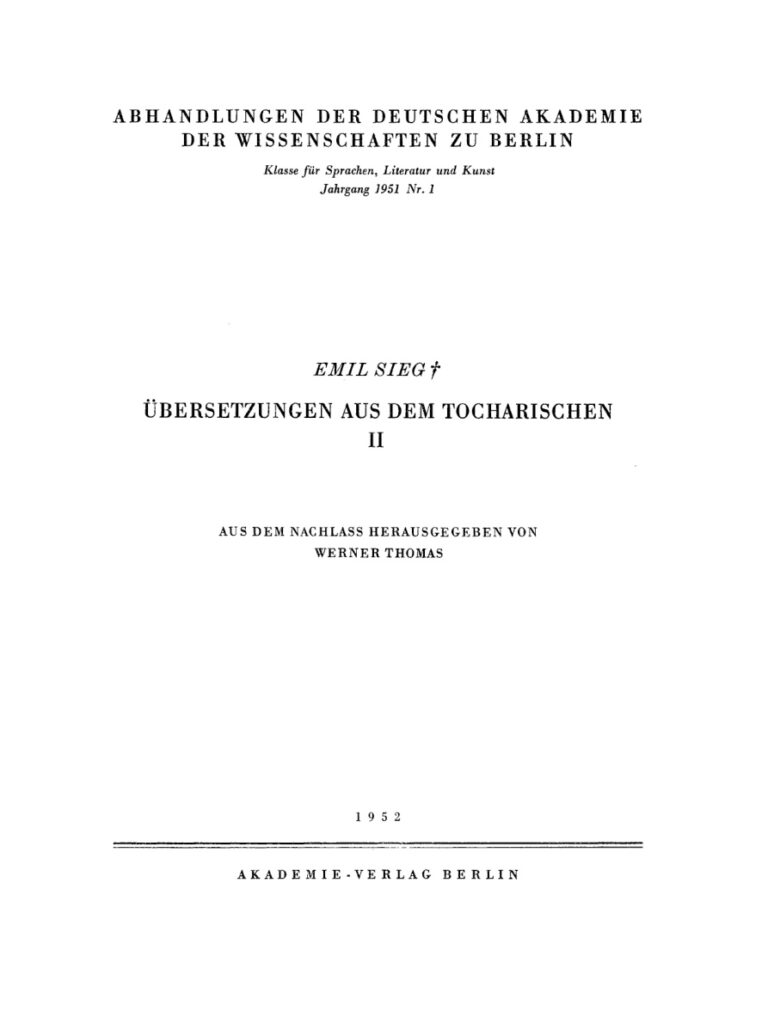 Ubersetzungen aus dem Tocharischen II German Edition Werner Thomas Kitap Kapağı