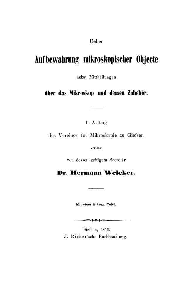 Ueber Aufbewahrung mikroskopischer Objecte nebst Mittheilungen German Edition Hermann Welcker Kitap Kapağı