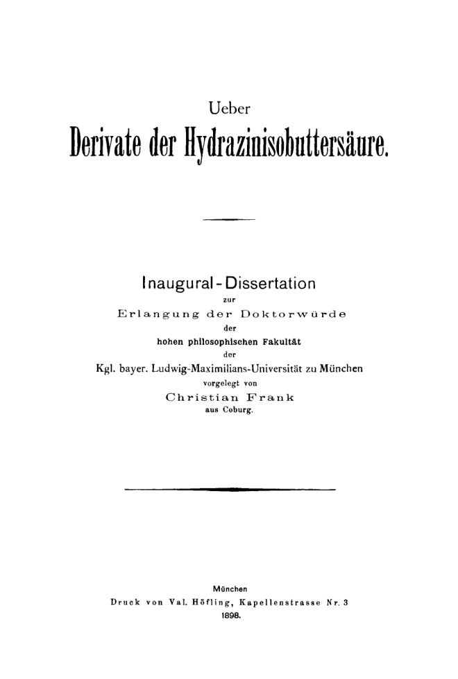 Ueber Derivate der Hydrazinisobuttersaure German Edition Christian Frank Kitap Kapağı