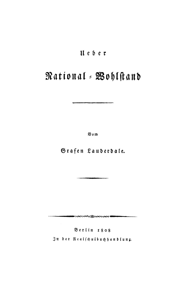 Ueber National Wohlstand German Edition James Maitland Lauderdale Kitap Kapağı