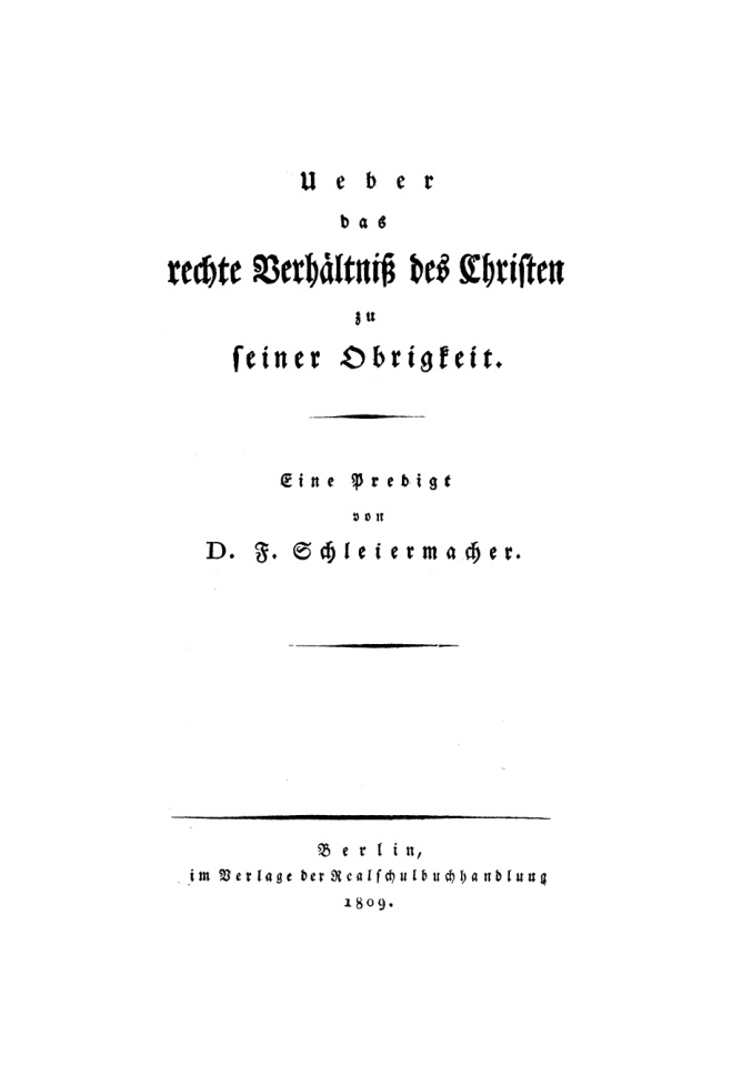 Ueber das rechte Verhaltniss des Christen zu seiner Obrigkeit German Edition F Schleiermacher Kitap Kapağı