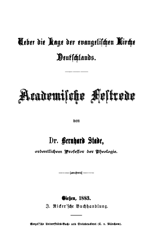 Ueber die Lage der evangelischen Kirche Deutschlands German Edition Bernhard Stade Kitap Kapağı