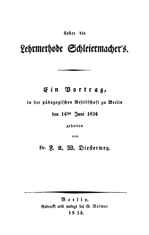 Ueber die Lehrmethode Schleiermachers German Edition F A W Diesterweg Kitap Kapağı