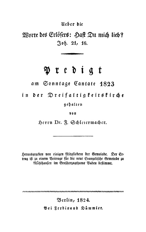 Ueber die Worte des Erlosers Hast Du mich lieb Joh 21 16 Predigt am Sonntage Cantate 1823 in der Dreifaltigkeitskirche German Edition Kitap Kapağı