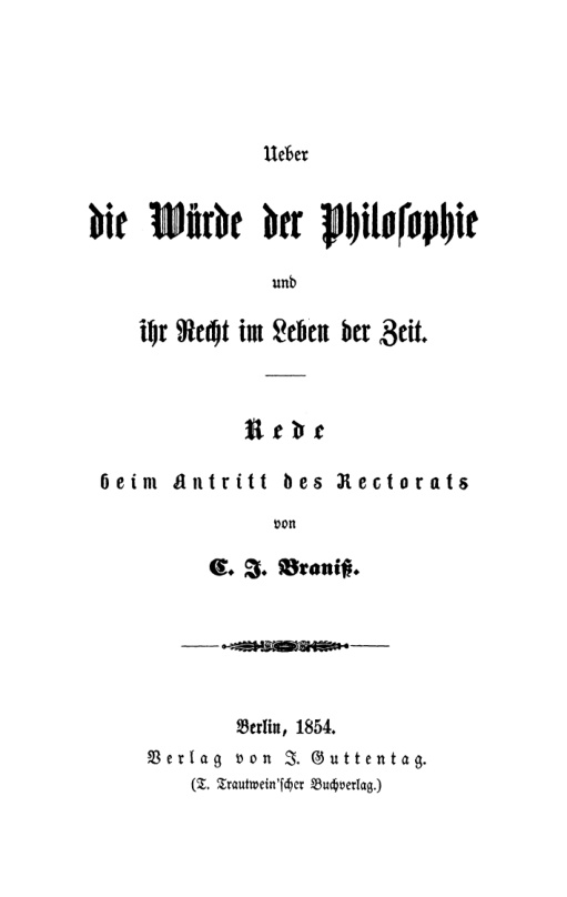 Ueber die Wurde der Philosophie und ihr Recht im Leben der Zeit German Edition C J Branitz Kitap Kapağı