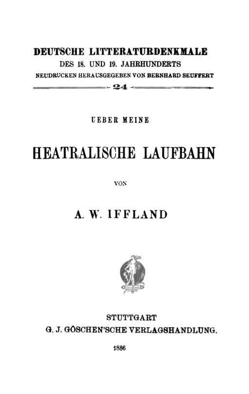 Ueber meine theatralische Laufbahn German Edition A W Iffland Kitap Kapağı