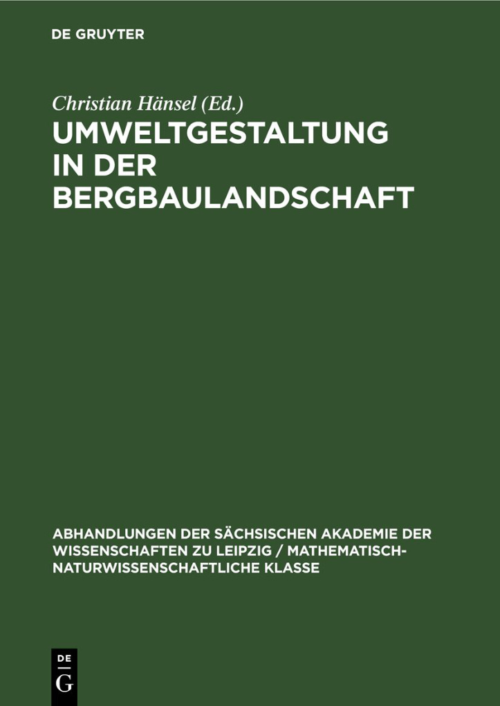 Umweltgestaltung in der Bergbaulandschaft German Edition Christian Hansel Kitap Kapağı