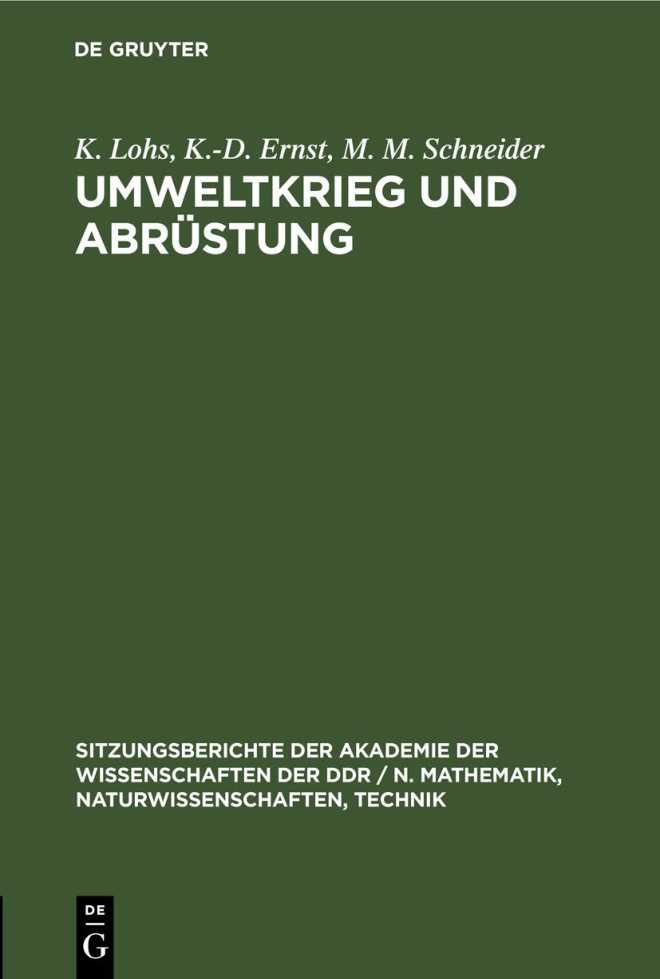 Umweltkrieg und Abrustung German Edition K Lohs Kitap Kapağı