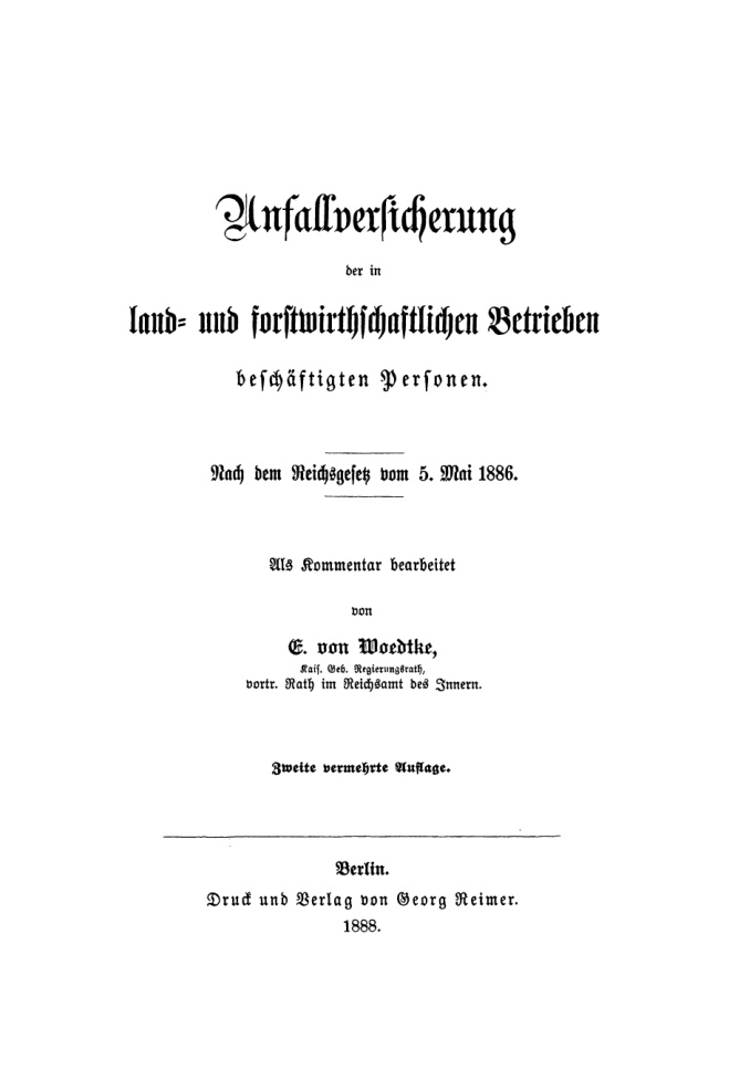 Unfallversicherung der in land und forstwirthschaftlichen Betrieben beschaftigten Personen German Edition E von Woedtke Kitap Kapağı