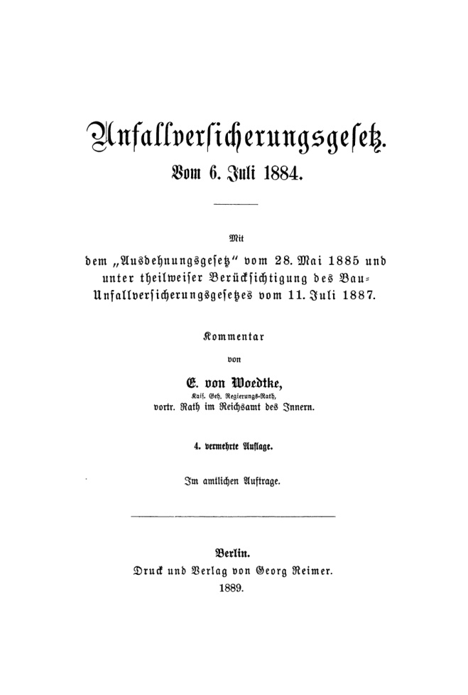 Unfallversicherungsgesetz vom 6 Juli 1884 German Edition Erich von Woedtke Kitap Kapağı