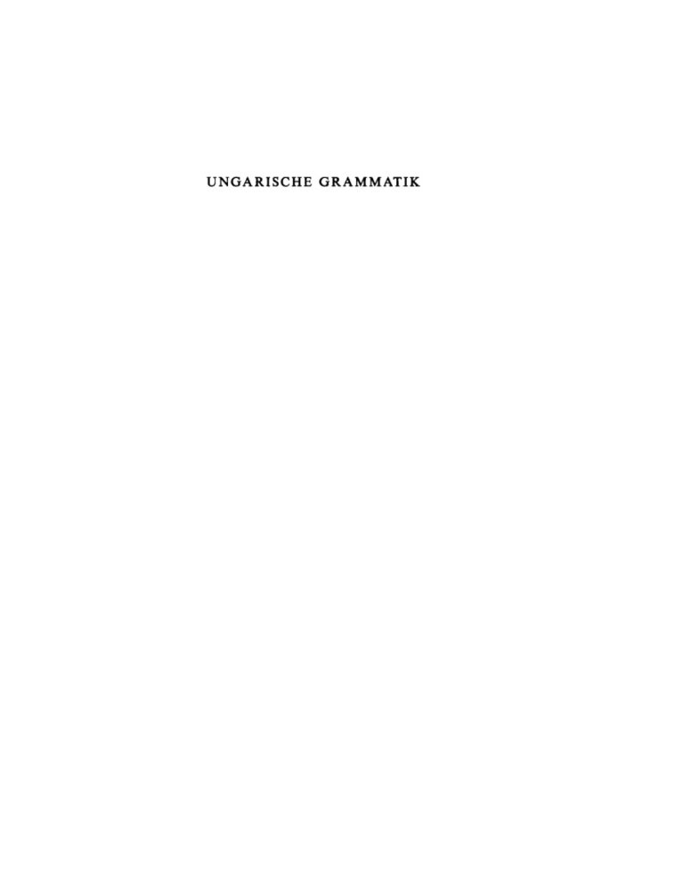 Ungarische Grammatik German Edition Jozsef Tompa Kitap Kapağı