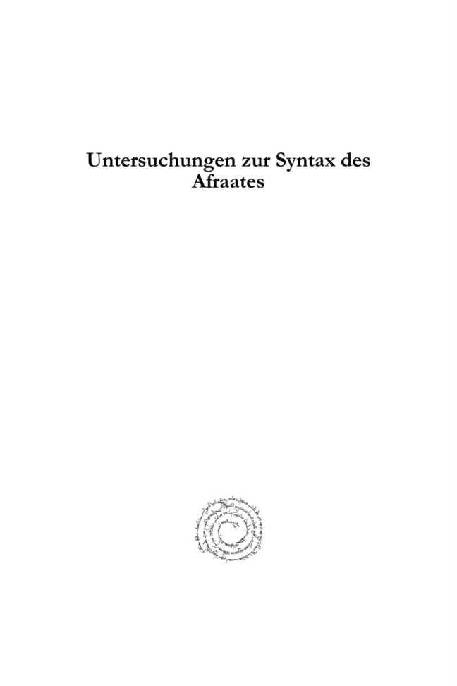 Untersuchungen zur Syntax des Afraates German Edition Erich Hartwig Kitap Kapağı