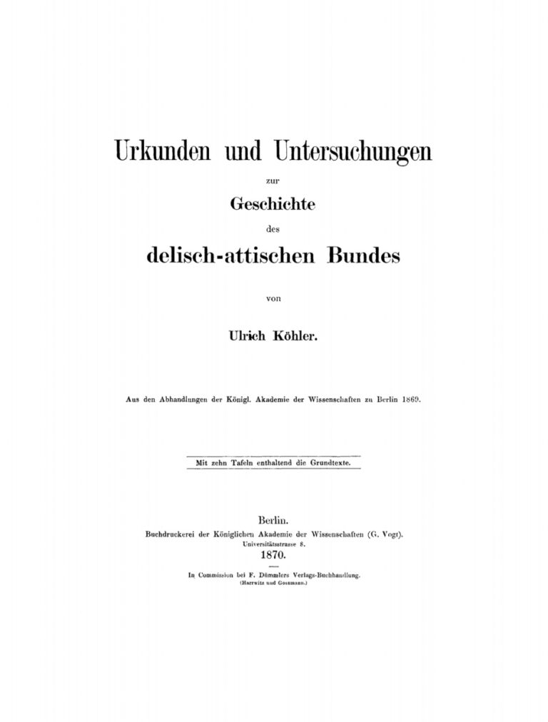 Urkunde und Untersuchungen zur Geschichte des delisch attischen Bundes German Edition Ulrich Kohler Kitap Kapağı