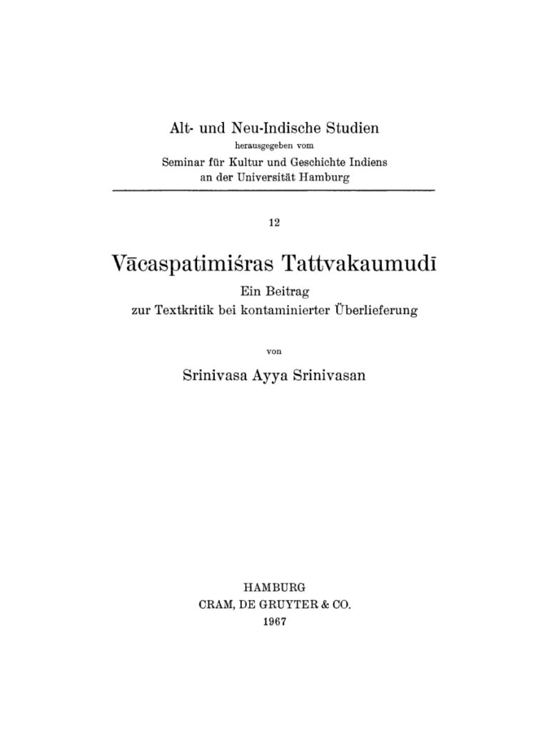 Vacaspatimisras Tattvakaumudi German Edition Vacaspatimisras Kitap Kapağı