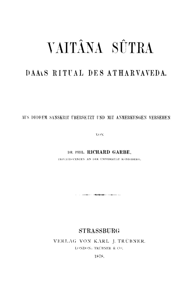 Vaitana Sutra German Edition Richard Garbe Kitap Kapağı