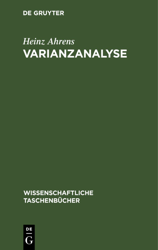 Varianzanalyse German Edition Heinz Ahrens Kitap Kapağı