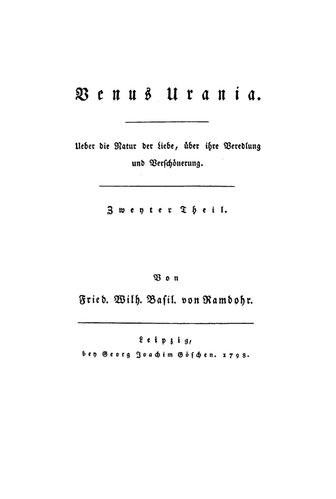 Venus Urania German Edition Friedrich Wilhelm Basil von Ramdohr Kitap Kapağı