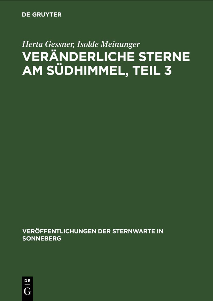 Veranderliche Sterne am Sudhimmel Teil 3 German Edition Herta Gessner Kitap Kapağı