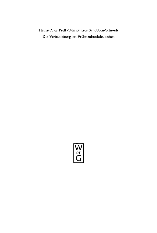 Verbableitung im Fruhneuhochdeutschen German Edition Heinz Dieter Prell Kitap Kapağı