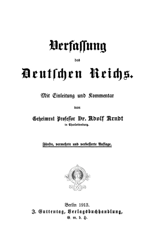Verfassung des Deutschen Reichs German Edition Adolf Arndt Kitap Kapağı
