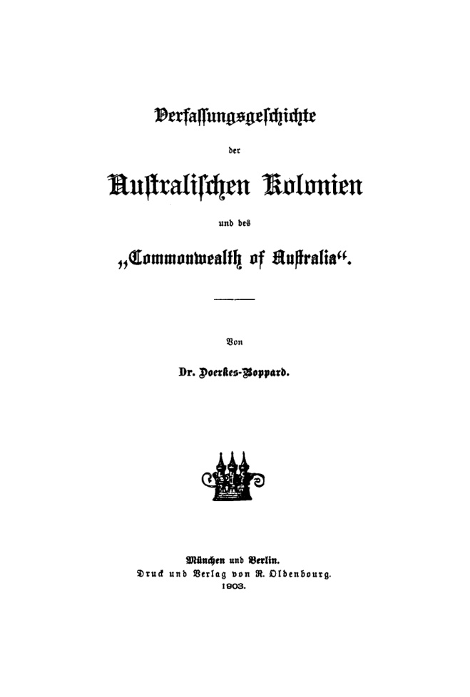 Verfassungsgeschichte der Australischen Kolonien und des Commonwealth of Australia German Edition Doerkes Boppard Kitap Kapağı