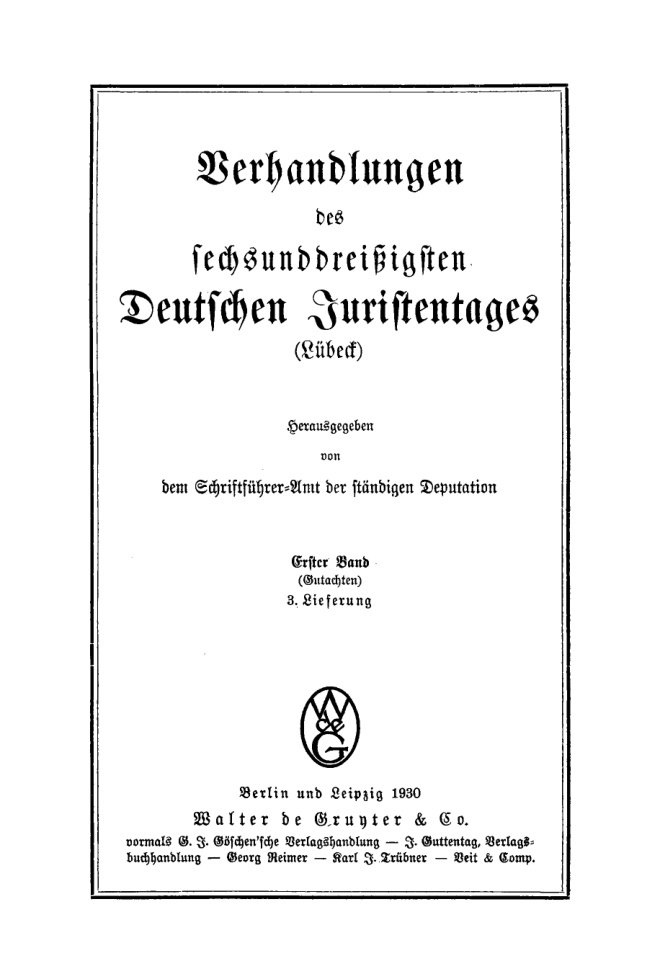 Verhandlungen des sechsunddreissigsten Deutschen Juristentages German Edition Schhriftfuhrer Amt der Standigen Deputation Kitap Kapağı