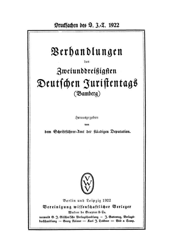 Verhandlungen des zweiunddreissigsten Deutschen Juristentages German Edition Schriftfuhrer Amt der Standigen Deputation Kitap Kapağı