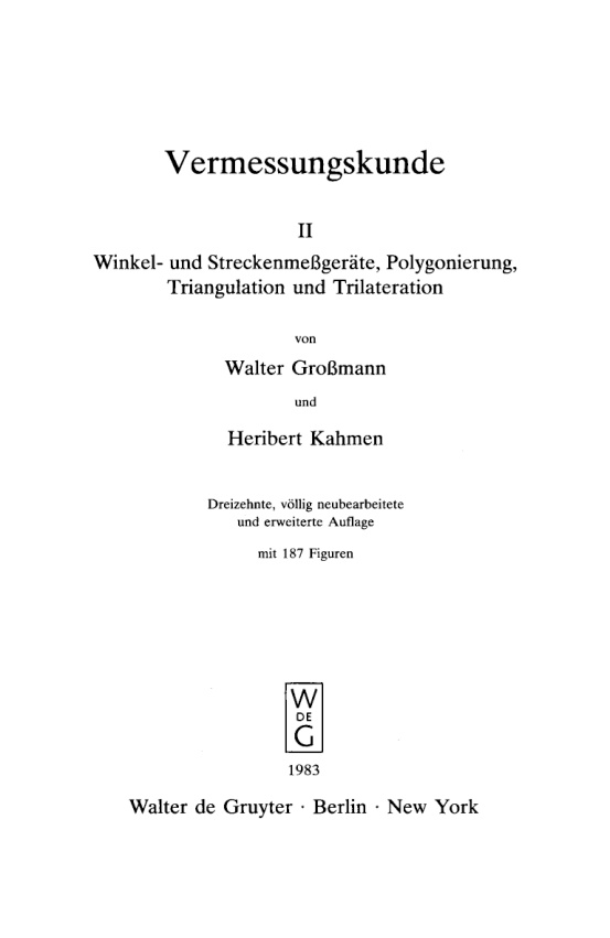 Vermessungskunde German Edition Walter Grossmann Kitap Kapağı