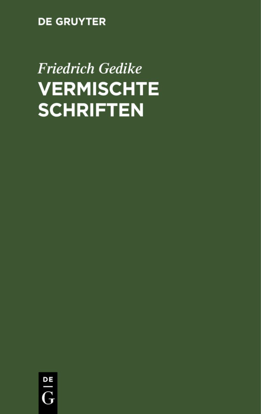 Vermischte Schriften German Edition Friedrich Gedike Kitap Kapağı